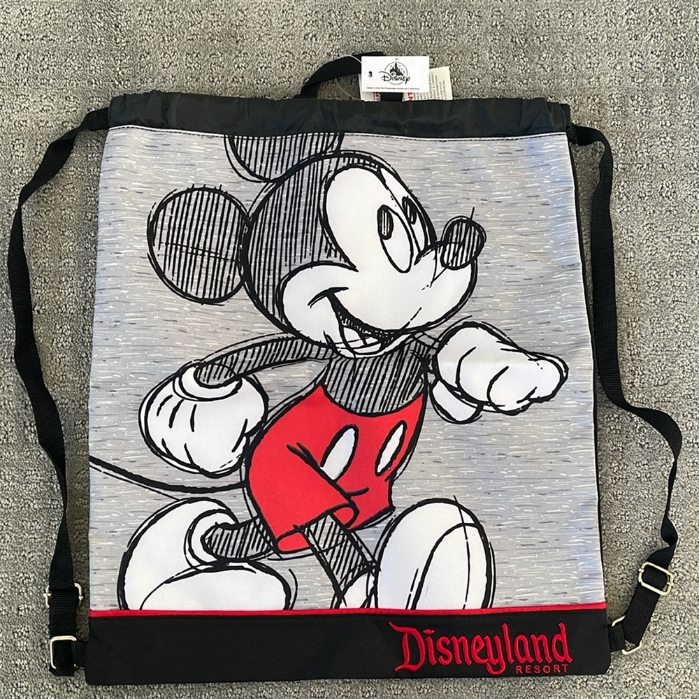 Disney Parks Mickey Mouse Sketch Cinch Sack NWT